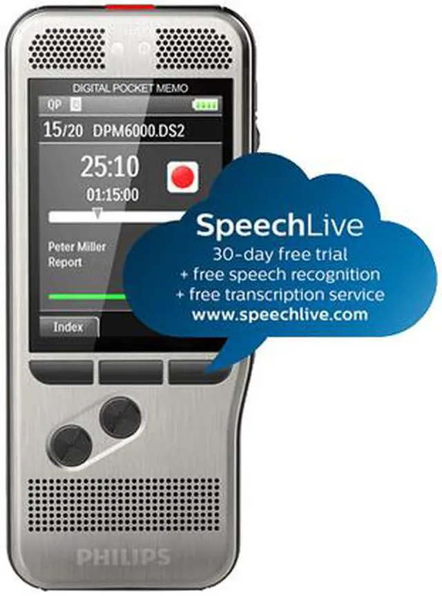 Alt view image 5 of 7 - Philips DPM6000 PocketMemo Digital Voice Recorder with Push Button
