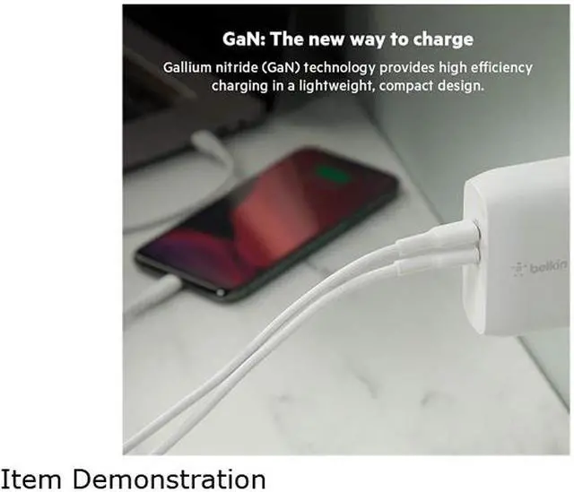 Alt view image 7 of 8 - Belkin 68W Dual USB-C Wall Mount GaN Charger PD Power Delivery for iPhone Fast Charger, MacBook Pro Charger, iPad Pro, Pixel, Galaxy, and More (WCH003DQWH)