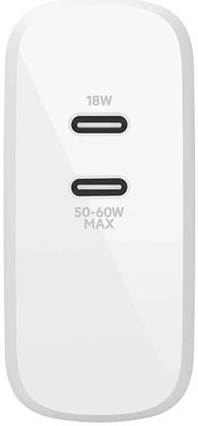 Alt view image 4 of 8 - Belkin 68W Dual USB-C Wall Mount GaN Charger PD Power Delivery for iPhone Fast Charger, MacBook Pro Charger, iPad Pro, Pixel, Galaxy, and More (WCH003DQWH)