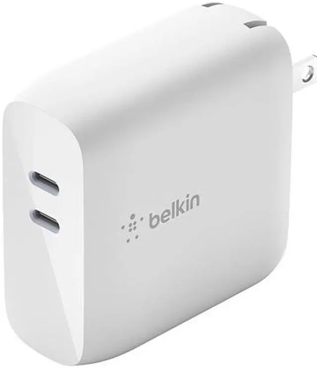 Alt view image 3 of 8 - Belkin 68W Dual USB-C Wall Mount GaN Charger PD Power Delivery for iPhone Fast Charger, MacBook Pro Charger, iPad Pro, Pixel, Galaxy, and More (WCH003DQWH)