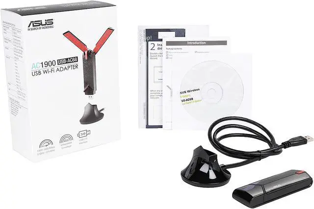 Alt view image 10 of 11 - ASUS USB-AC68 Dual-band AC1900 USB 3.0 Wi-Fi Adapter Retail with Included Cradle