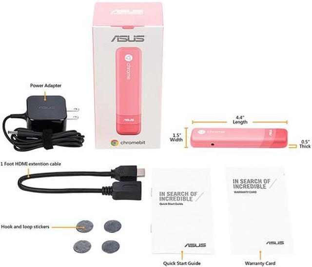 Alt view image 3 of 3 - ASUS CHROMEBIT-K035C Pink Chromebit HDMI Stick Computer with RockChip 3288-C Processor and Chrome OS (PC, 16G Storage, 2G LPDDR3-1600, 802.11AC WiFi, Bluetooth 4.0, USB 2.0)