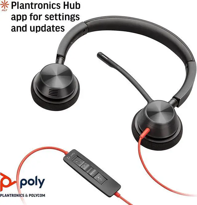 Alt view image 3 of 5 - Plantronics - Blackwire 3320 USB-A - Wired, Dual-Ear (Stereo) Headset with Boom Mic - USB-A to connect to your PC, Mac or Cell Phone - Works with Teams, Zoom & more