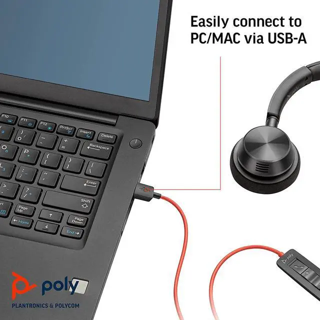 Alt view image 5 of 5 - Plantronics - Blackwire 3320 USB-A - Wired, Dual-Ear (Stereo) Headset with Boom Mic - USB-A to connect to your PC, Mac or Cell Phone - Works with Teams, Zoom & more