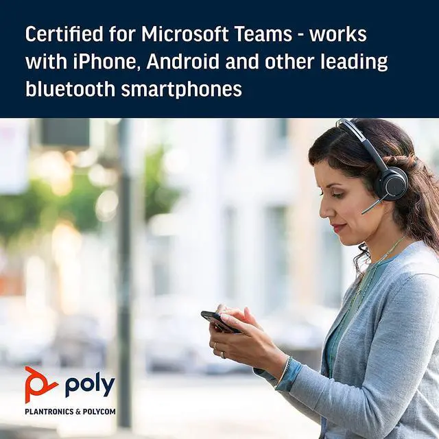 Alt view image 3 of 7 - Plantronics - Voyager Focus UC with Charge Stand (Poly) - Bluetooth Dual-Ear (Stereo) Headset with Boom Mic - USB-A PC/Mac Compatible - Active Noise Canceling-Works with Teams (Certified), Zoom & more