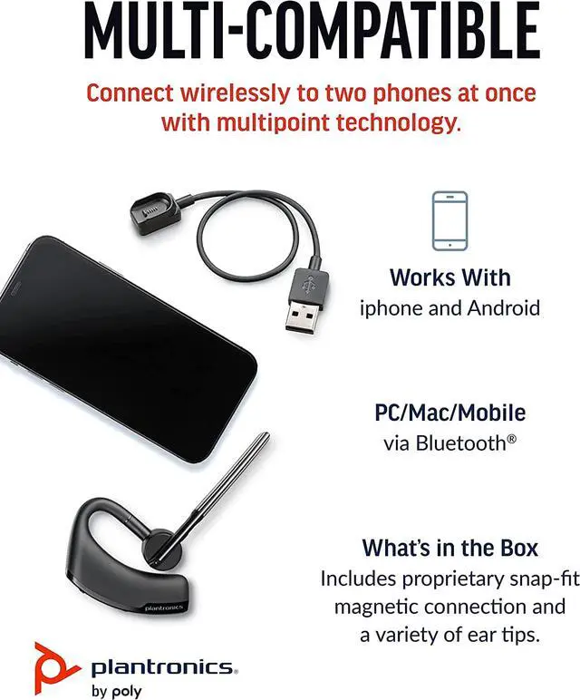 Alt view image 7 of 7 - Poly - Voyager Legend  - Bluetooth Single-Ear (Monaural) Headset (Plantronics) - Connect to your PC, Mac, Tablet and/or Cell Phone - Frustration Free Packaging - Noise Canceling