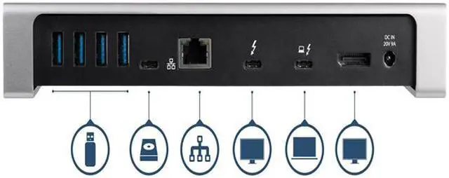 Alt view image 5 of 8 - StarTech.com TB3DOCK2DPPD Thunderbolt 3 Dock - 85W Power Delivery - Dual 4K Monitor Docking Station with USB Type C & DisplayPort (TB3DOCK2DPPD)