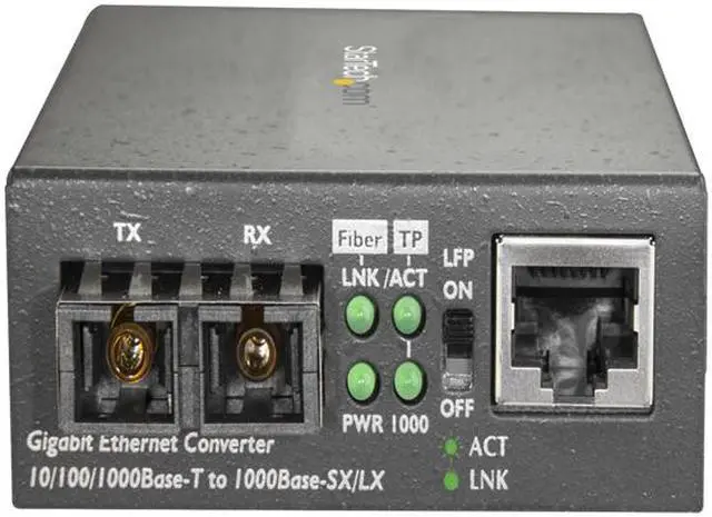Alt view image 3 of 5 - StarTech.com Single Mode SC Fiber Ethernet Media Converter - 1000BASE-LX Gigabit Fiber Optic to Copper Bridge - 10/100/1000 Network 10km