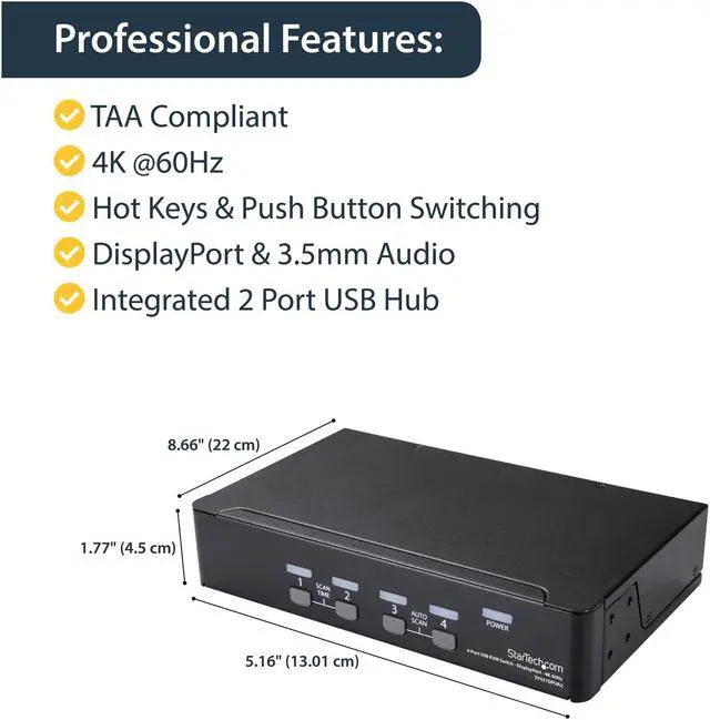 Alt view image 4 of 6 - DISPLAYPORT KVM SWITCH 4K 60HZ