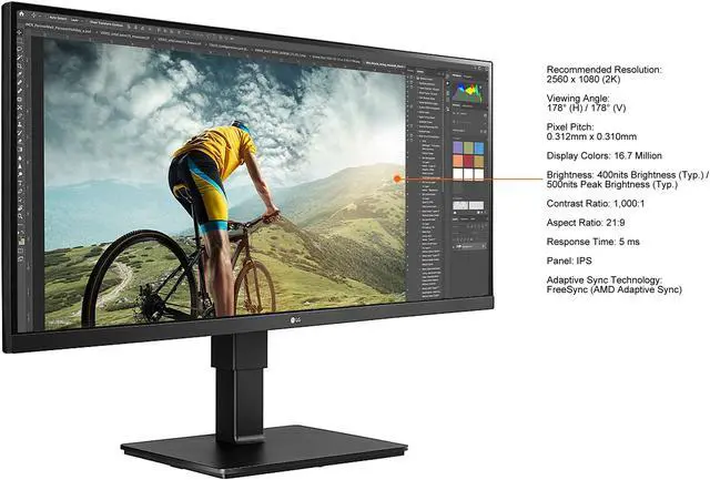 Alt view image 4 of 8 - LG 34BN670-B 34" 2560x1080 21:9 HDMI Display Port IPS Display Monitor