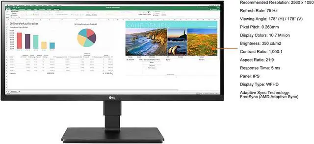 Alt view image 2 of 9 - LG 29BN650-B 29" 21:9 UltraWide 2560 x 1080 FreeSync HDR with 2x HDMI 1x DisplayPort IPS Monitor