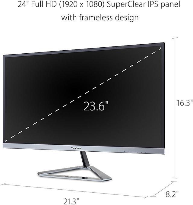 Alt view image 4 of 12 - ViewSonic VX2476-SMHD 24 Inch 1080p Widescreen IPS Monitor with Ultra-Thin Bezels, HDMI and DisplayPort