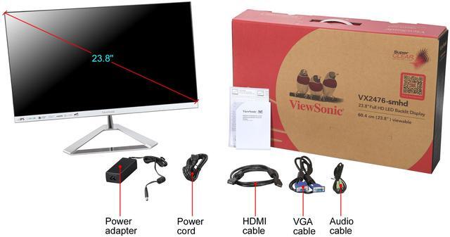 Alt view image 13 of 12 - ViewSonic VX2476-SMHD 24 Inch 1080p Widescreen IPS Monitor with Ultra-Thin Bezels, HDMI and DisplayPort