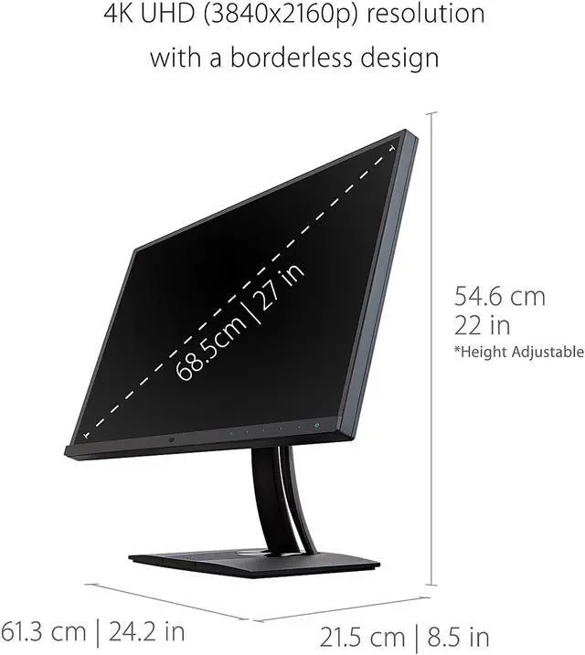 Alt view image 6 of 17 - ViewSonic VP2785-4K 27 Inch Premium IPS 4K Monitor with Advanced Ergonomics, ColorPro 99%A AdobeRGB Rec 709, 14-bit 3D LUT, Eye Care, 65W USB C, HDMI, DP for Home and Office