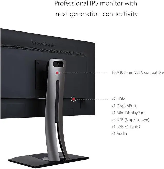 Alt view image 7 of 17 - ViewSonic VP2785-4K 27 Inch Premium IPS 4K Monitor with Advanced Ergonomics, ColorPro 99%A AdobeRGB Rec 709, 14-bit 3D LUT, Eye Care, 65W USB C, HDMI, DP for Home and Office