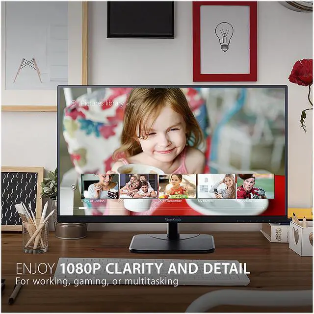 Alt view image 2 of 12 - ViewSonic VA2456-MHD 24 Inch Frameless IPS 1080p Monitor with HDMI DisplayPort and VGA Inputs for Home and Office