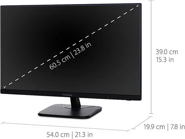 Alt view image 3 of 12 - ViewSonic VA2456-MHD 24 Inch Frameless IPS 1080p Monitor with HDMI DisplayPort and VGA Inputs for Home and Office