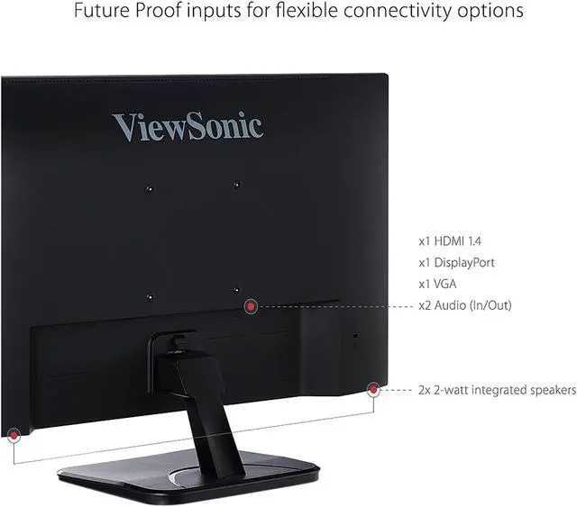 Alt view image 4 of 12 - ViewSonic VA2456-MHD 24 Inch Frameless IPS 1080p Monitor with HDMI DisplayPort and VGA Inputs for Home and Office