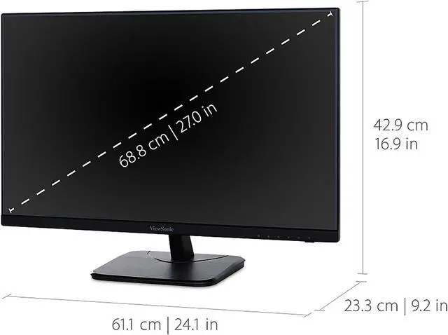 Alt view image 3 of 15 - ViewSonic VA2756-MHD 27" Full HD 1920 x 1080 VGA HDMI DisplayPort Built-in Speakers SuperClear Backlit LED IPS Monitor