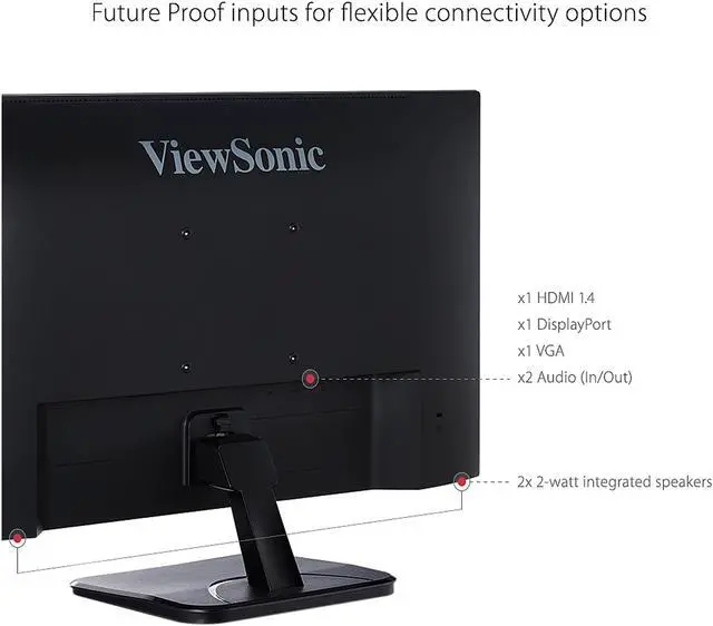 Alt view image 4 of 15 - ViewSonic VA2756-MHD 27" Full HD 1920 x 1080 VGA HDMI DisplayPort Built-in Speakers SuperClear Backlit LED IPS Monitor