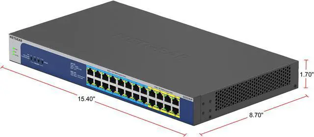 Alt view image 4 of 8 - NETGEAR 24-Port Gigabit Ethernet High-Power PoE+ Unmanaged Switch with 16-Ports PoE++ (480W) | GS524UP