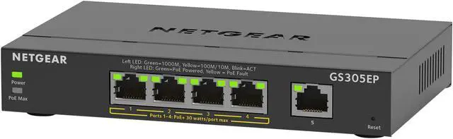 Alt view image 4 of 7 - NETGEAR 5-Port Gigabit Ethernet Plus PoE Switch (63W) | GS305EP