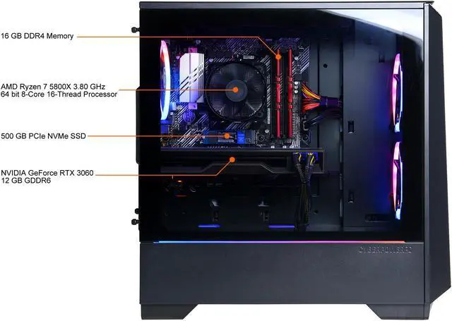 Alt view image 6 of 6 - CyberpowerPC Gaming Desktop Gamer Master GMA650V2 Ryzen 7 5000 Series 5800X (3.80 GHz) 16 GB DDR4 1 TB HDD 500 GB PCIe SSD NVIDIA GeForce RTX 3060 Windows 10 Home 64-bit