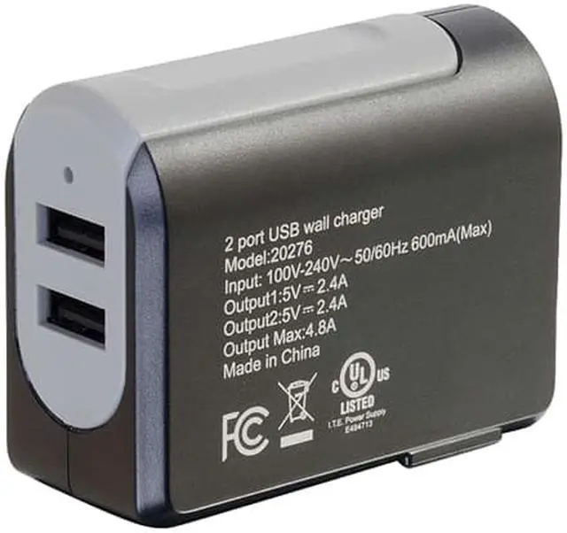 Alt view image 3 of 6 - C2G 20276 Travel/Wall Charger for Universal-Black