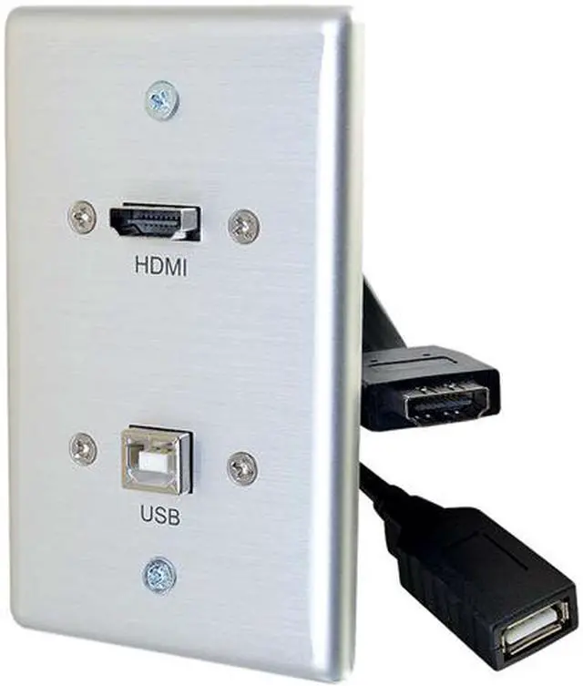 Main image of C2G/Cables to Go 39874 HDMI and USB Pass Through Single Gang Wall Plate, Brushed Aluminum