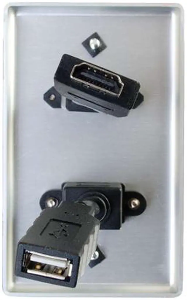 Alt view image 4 of 4 - C2G/Cables to Go 39874 HDMI and USB Pass Through Single Gang Wall Plate, Brushed Aluminum