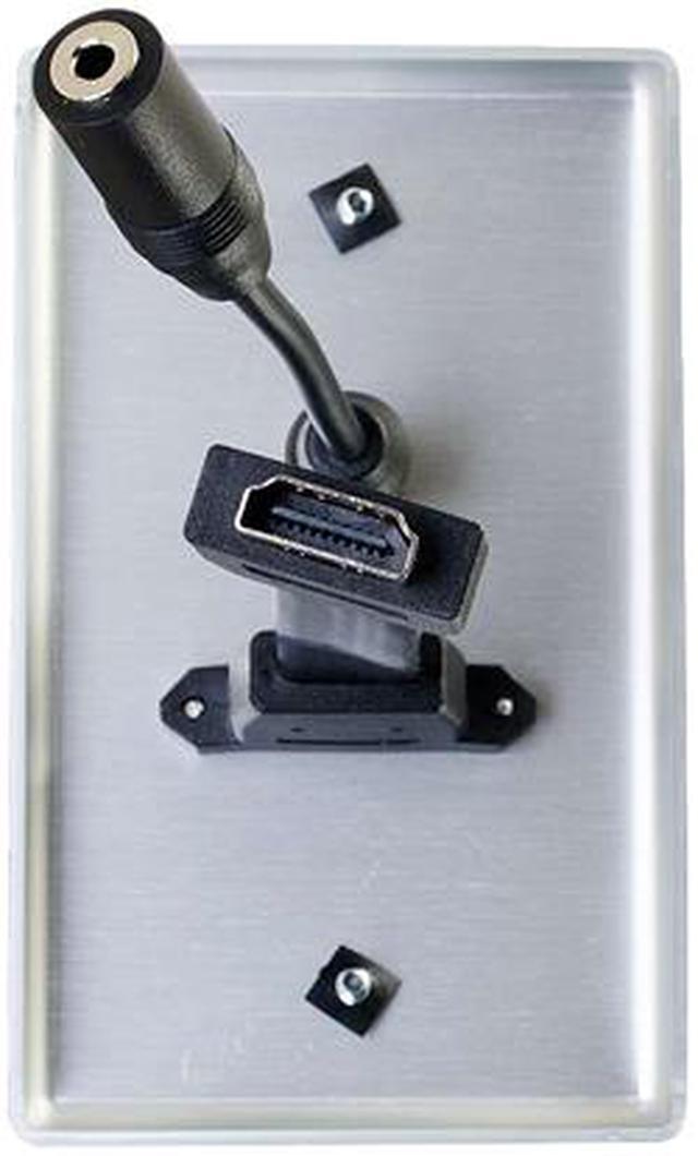 Alt view image 4 of 4 - C2G/Cables to Go 39871 HDMI and 3.5mm Audio Pass Through Single Gang Wall Plate, Brushed Aluminum