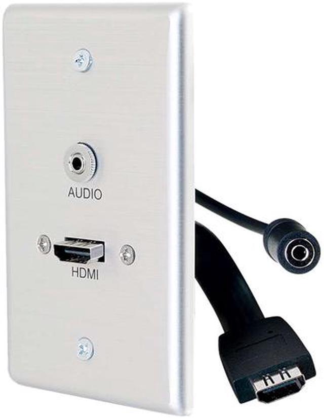 Main image of C2G/Cables to Go 39871 HDMI and 3.5mm Audio Pass Through Single Gang Wall Plate, Brushed Aluminum