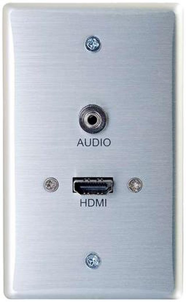 Alt view image 2 of 4 - C2G/Cables to Go 39871 HDMI and 3.5mm Audio Pass Through Single Gang Wall Plate, Brushed Aluminum