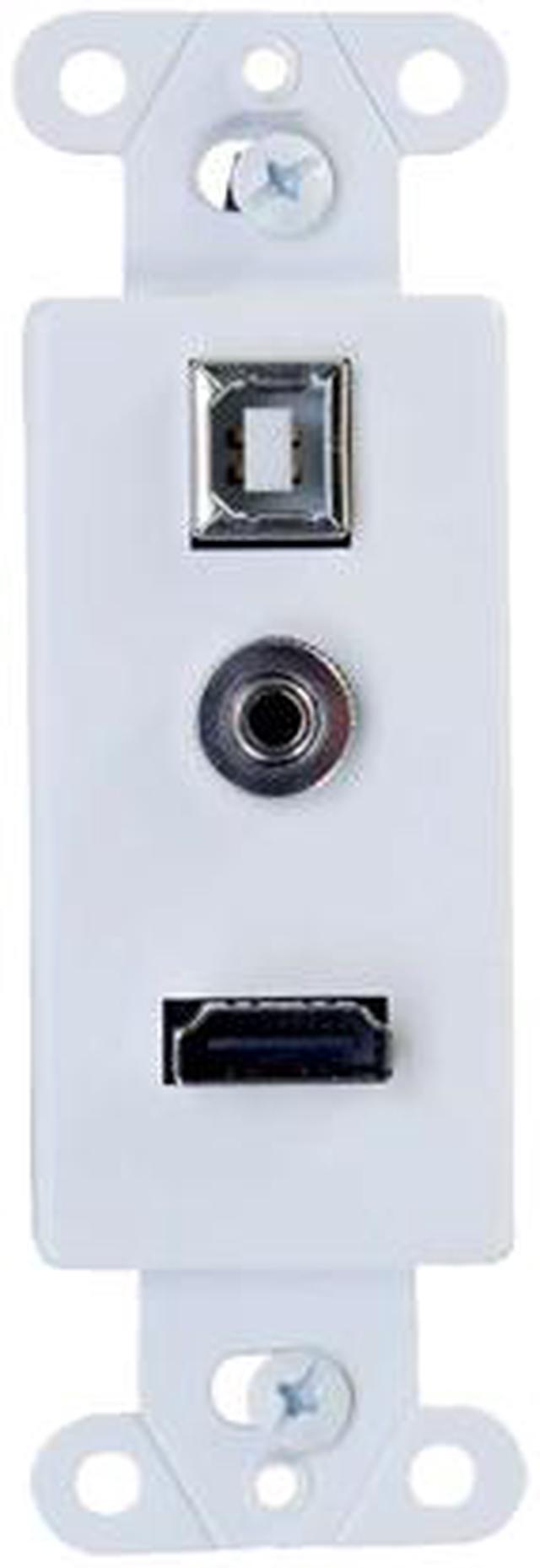 Alt view image 2 of 4 - HDMI&REG;, USB AND 3.5MM AUDIO PASS THROUGH DECORATIVE WALL PLATE - WHITE