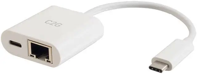 Main image of C2g Usb C Ethernet Adapter With Power - White