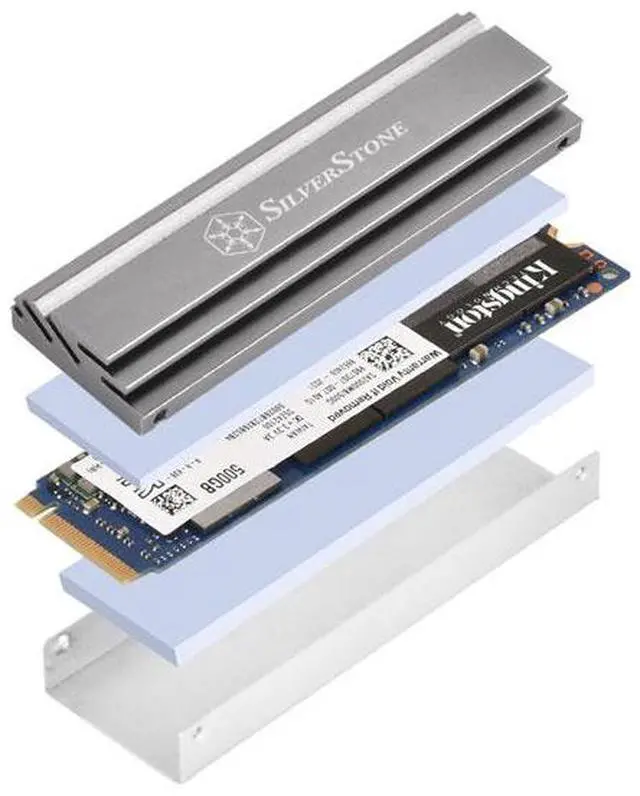Alt view image 3 of 4 - Silverstone Aluminum alloy M.2 SSD cooling Kit - Stainless steel base - Includes high efficiency thermal pad  TP04