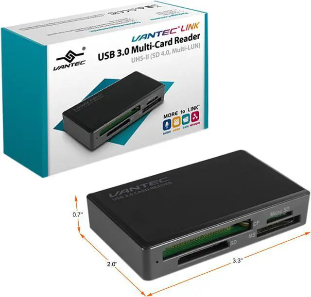 Alt view image 2 of 2 - Vantec UGTCR615 USB30 MultiCard Reader UHSII SD40 MultiLUN