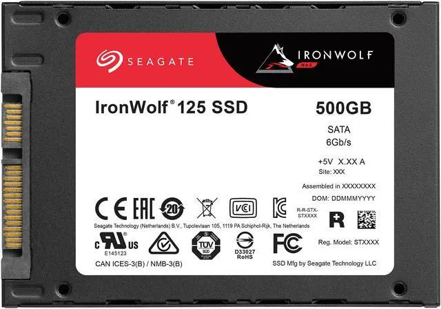 Alt view image 4 of 6 - Seagate IronWolf 125 SSD 500GB NAS Internal Solid State Drive - 2.5 Inch SATA 6Gb/s Speeds of up to 560 MB/s, 0.7 DWPD Endurance and 24x7 Performance for Creative Pro and SMB/SME (ZA500NM1A002)