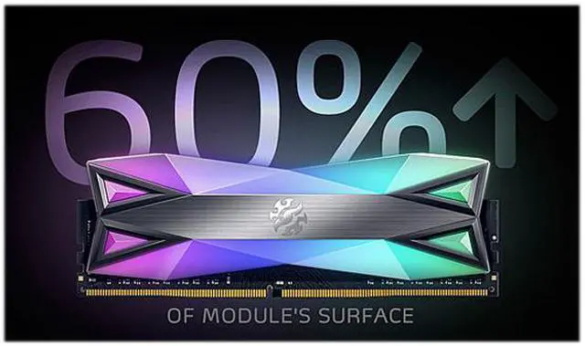Alt view image 6 of 7 - XPG SPECTRIX D60G RGB Desktop Memory: 16GB (2x8GB) DDR4 3200MHz CL16 GREY