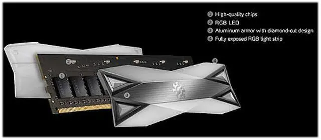 Alt view image 8 of 7 - XPG SPECTRIX D60G RGB Desktop Memory: 16GB (2x8GB) DDR4 3200MHz CL16 GREY