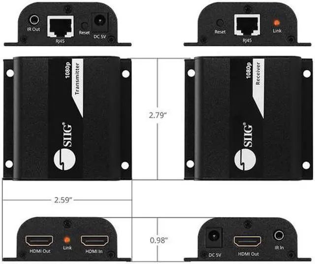 Alt view image 5 of 6 - SIIG Full HD HDMI Extender over Cat5e/6 with IR - 164 ft.