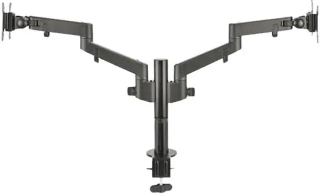 Alt view image 2 of 4 - SIIG AC CEMT3E11S1 Dual Pole Arm MultiAngle Monitor Desk Mount Brown Box