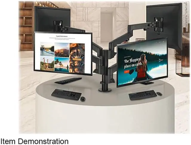Alt view image 4 of 4 - SIIG AC CEMT3E11S1 Dual Pole Arm MultiAngle Monitor Desk Mount Brown Box
