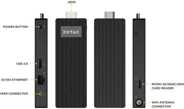 Alt view image 9 of 14 - Zotac System ZBOX-PI223-W2B Atom x5-Z8350 2GB DDR3L 32GB Intel HD HDMI Windows 10
