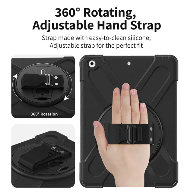 Alt view image 9 of 13 - CODi Rugged Case for iPad 9.7” (5th & 6th Generation) with Kickstand and Hand/Shoulder Strap