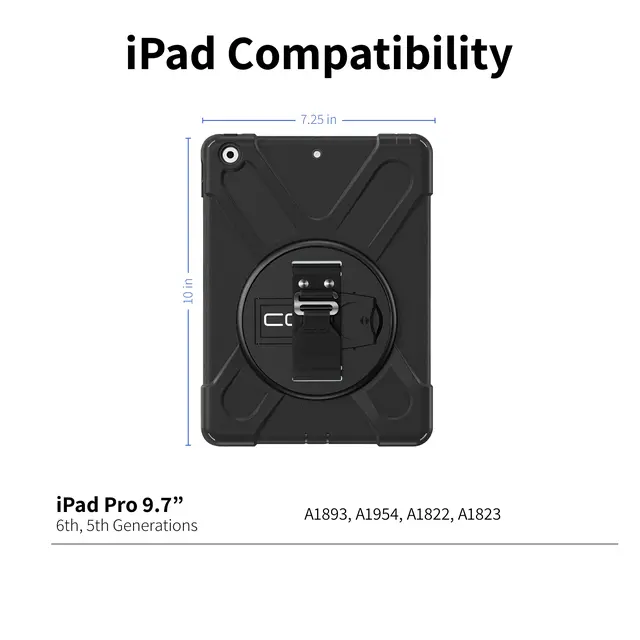 Alt view image 13 of 13 - CODi Rugged Case for iPad 9.7” (5th & 6th Generation) with Kickstand and Hand/Shoulder Strap