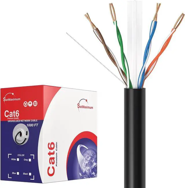 Main image of Cables Direct Online CAT6 1000ft Solid Ethernet LAN Cable Copper Clad Aluminum (CCA) 23AWG High-Speed Network, Gaming, Streaming, and Office Use Black