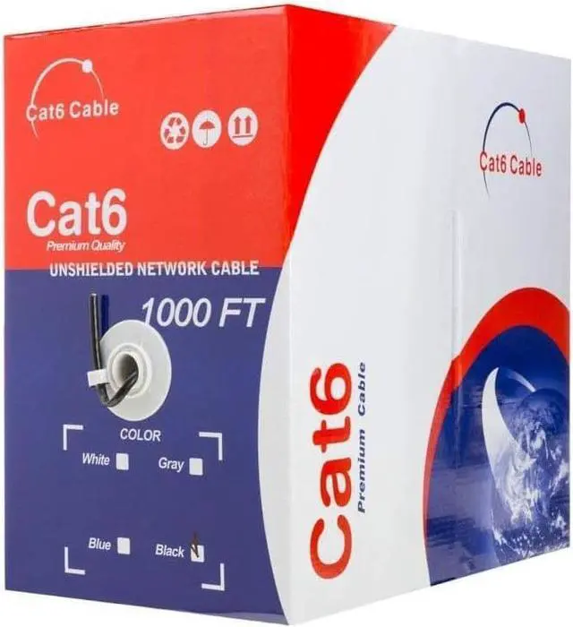 Alt view image 2 of 6 - Cables Direct Online CAT6 1000ft Solid Ethernet LAN Cable Copper Clad Aluminum (CCA) 23AWG High-Speed Network, Gaming, Streaming, and Office Use Black