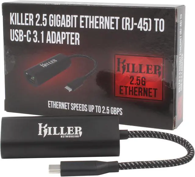 Alt view image 4 of 5 - Killer E3100 USB-C 3.1 to RJ-45 2.5Gbps Ethernet Adapter