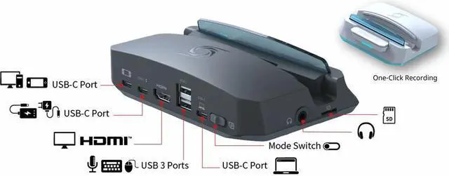 Alt view image 8 of 9 - AverMedia GC515Black X'TRA Go Capture Dock handheld records up to 4K 30 FPS or 1080p 120 FPS, HDMI - Black